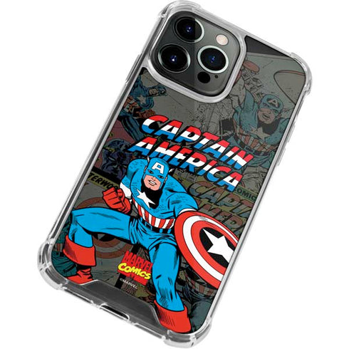 Marvel Classic Comics Captain America Vintage iPhone 14 Pro Clear Case